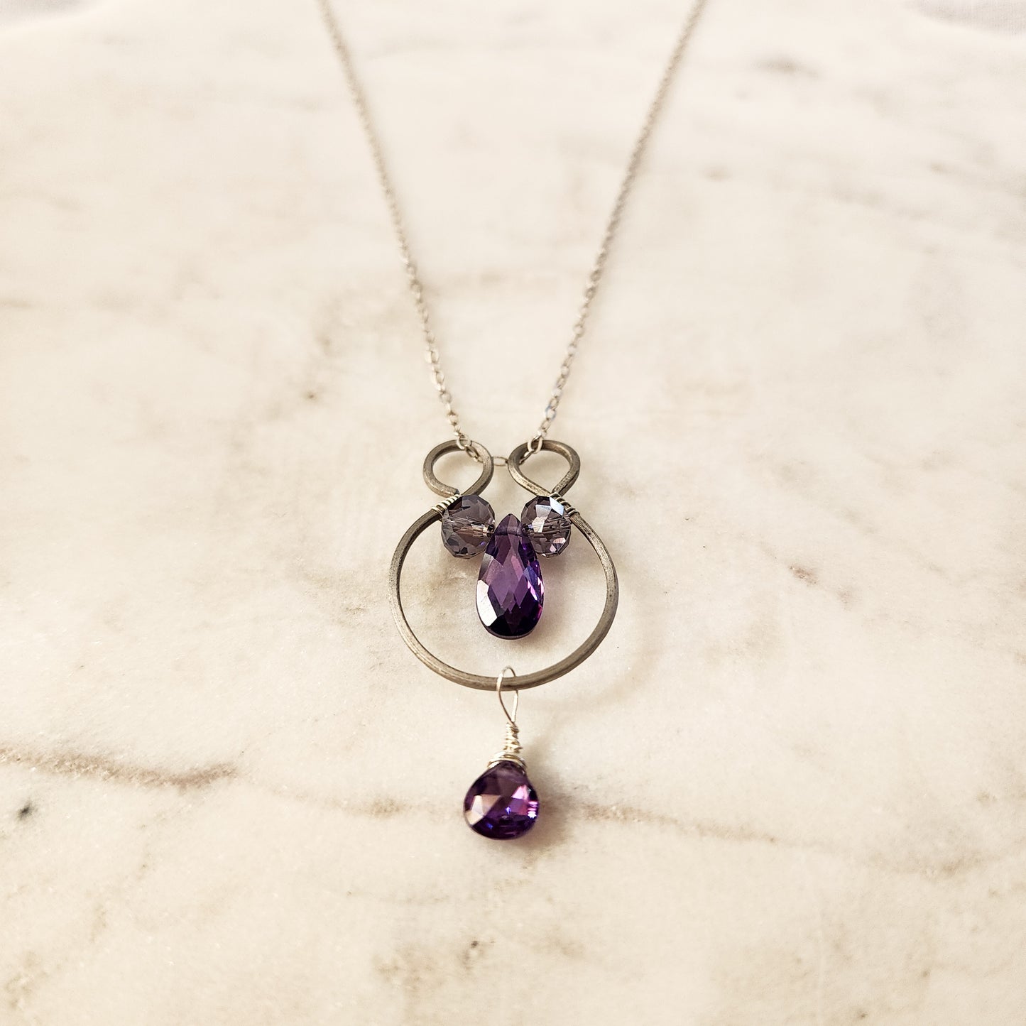 Amethyst Pendant Necklace – 18" Sterling Silver + Titanium