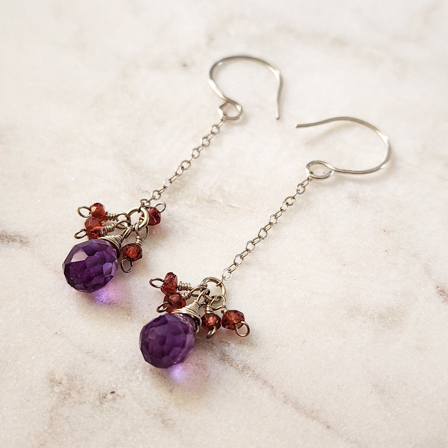 Twilight Flame Earrings – Amethyst & Garnet