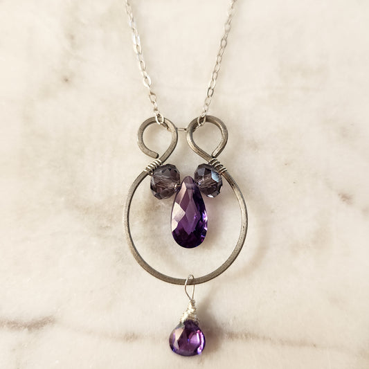 Amethyst Pendant Necklace – 18" Sterling Silver + Titanium