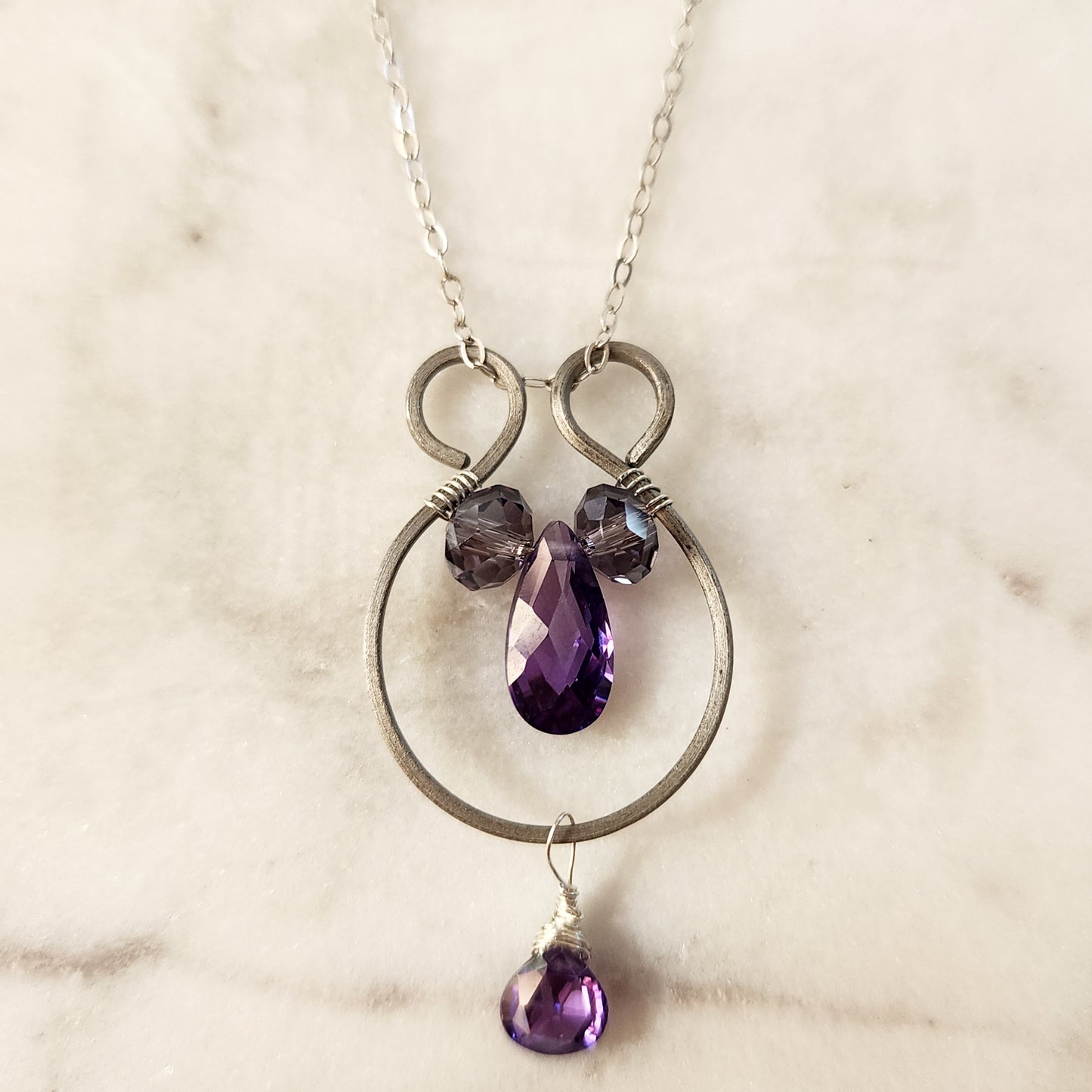 Amethyst Pendant Necklace – 18" Sterling Silver + Titanium