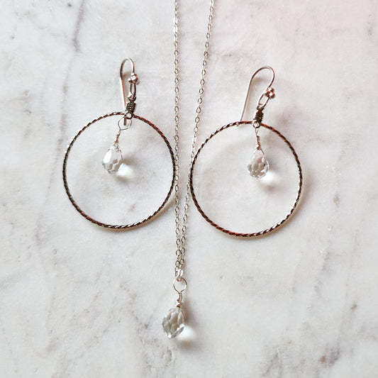 Crystal Clarity Sterling Silver Necklace & Earring Set