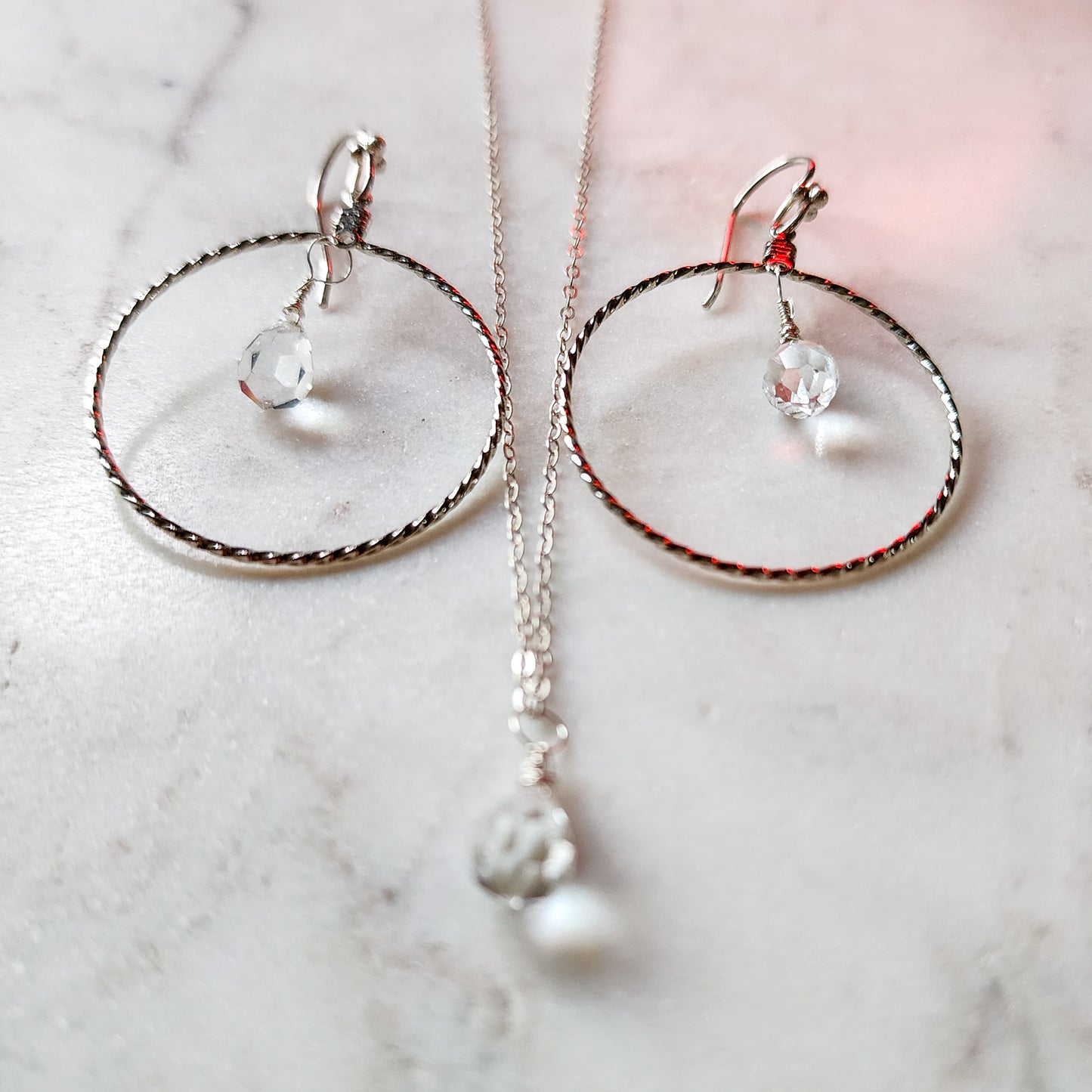 Crystal Clarity Sterling Silver Necklace & Earring Set