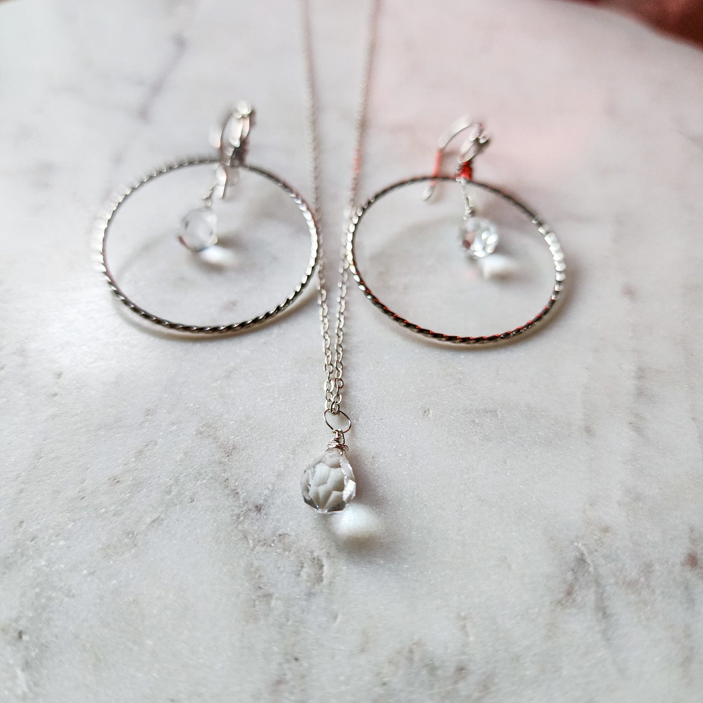 Crystal Clarity Sterling Silver Necklace & Earring Set