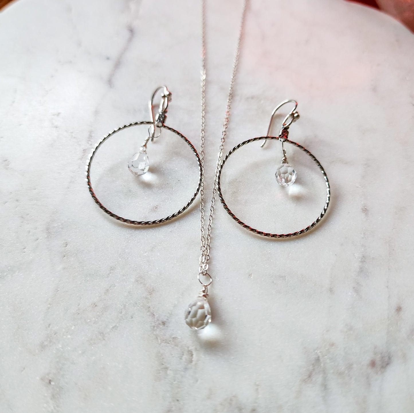 Crystal Clarity Sterling Silver Necklace & Earring Set