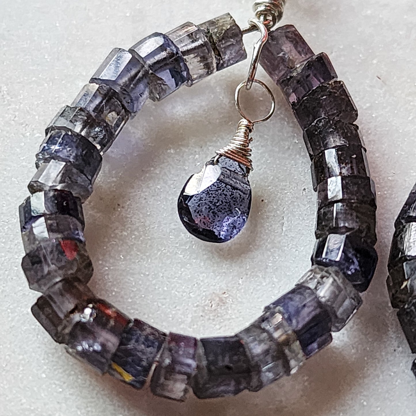 Mystic Sea Earrings – Iolite & Sterling Silver Heshi Hoops