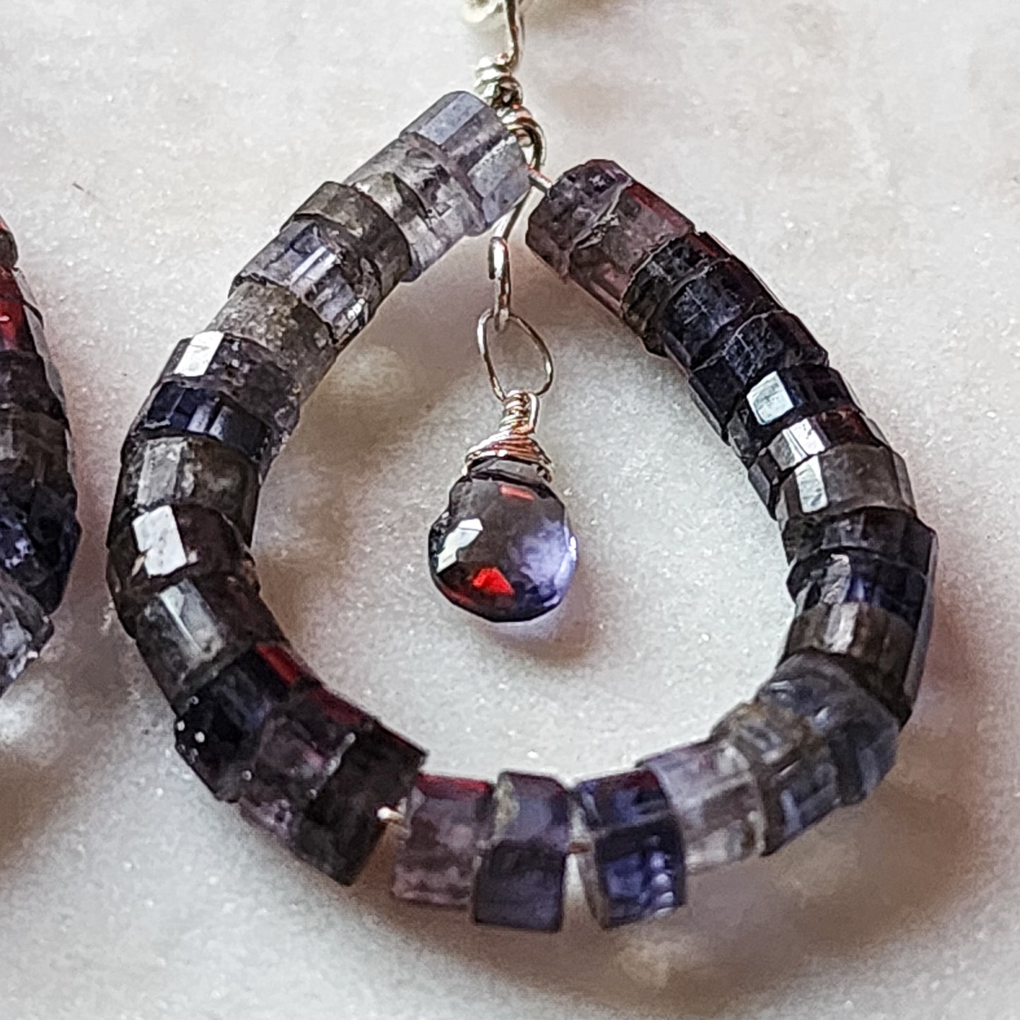 Mystic Sea Earrings – Iolite & Sterling Silver Heshi Hoops