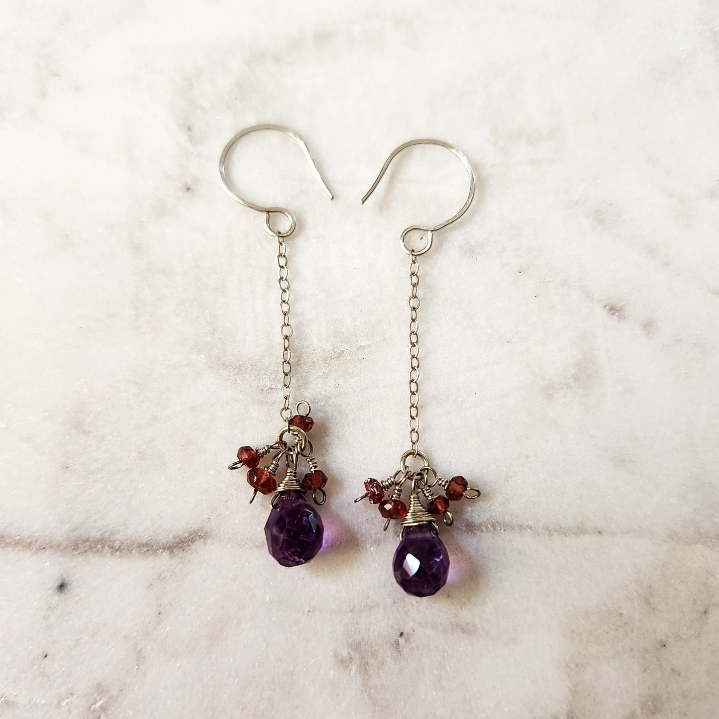 Twilight Flame Earrings – Amethyst & Garnet