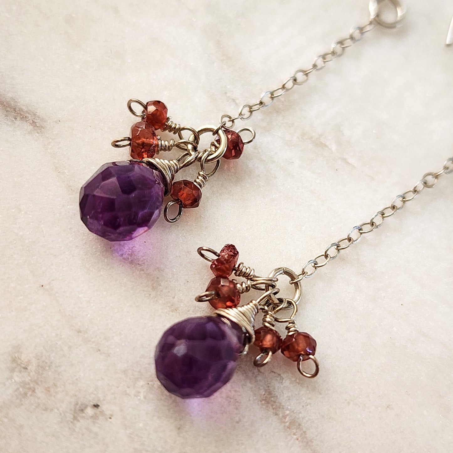 Twilight Flame Earrings – Amethyst & Garnet